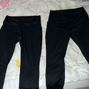 2 x Black Crossover Pocket Plain Leggings